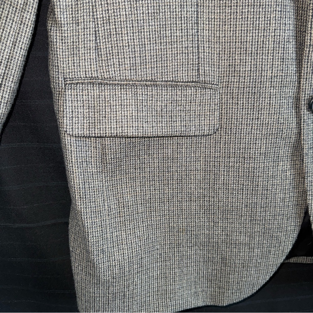 Chaps 100% Lambswool Gray Plaid 2 button Sports Coat Jacket Mens 42R Lined - Picture 6 of 14